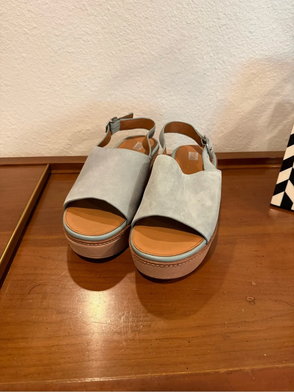 Fitflop Sage Green Suede Platform Slingback Sandals